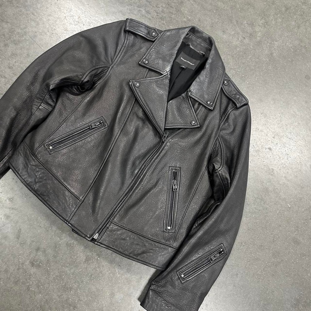 Banana Republic Womens genuine lamb leather black leather moto jacket MSRP $400 - Picture 2 of 8